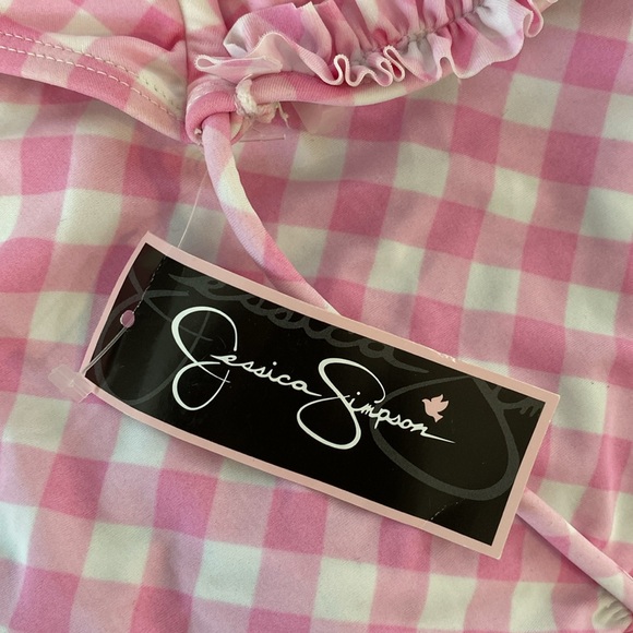 NWT Jessica Simpson Pink and White Gingham Print Monokini, Size XL - Picture 14 of 17